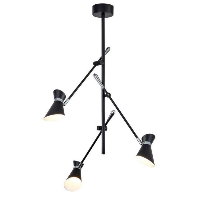 Searchlight 5943-3BW Diablo Three Light Ceiling Pendant With Adjustable Arms In Black And White