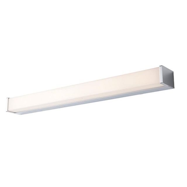 1 Light Bathroom Wall Light In Chrome Plate And Opal Polycarbonate - H: 600mm