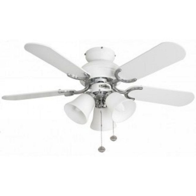 Fantasia 110538 Capri 36 In Ceiling Fan In Gloss White And Stainless Steel With Light