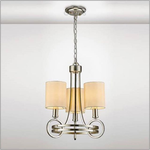 Diyas IL31701 Isabella 3 Light Multi Arm Pendant In Antique Silver With Beige Shades