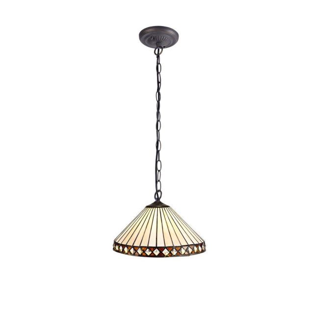 Cognac 1 Light Ceiling Pendant With 300mm Amber, Cream And Black Shade