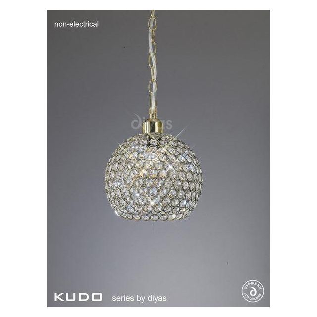 Kudo Ball Crystal Shade in Antique Brass with Suspension