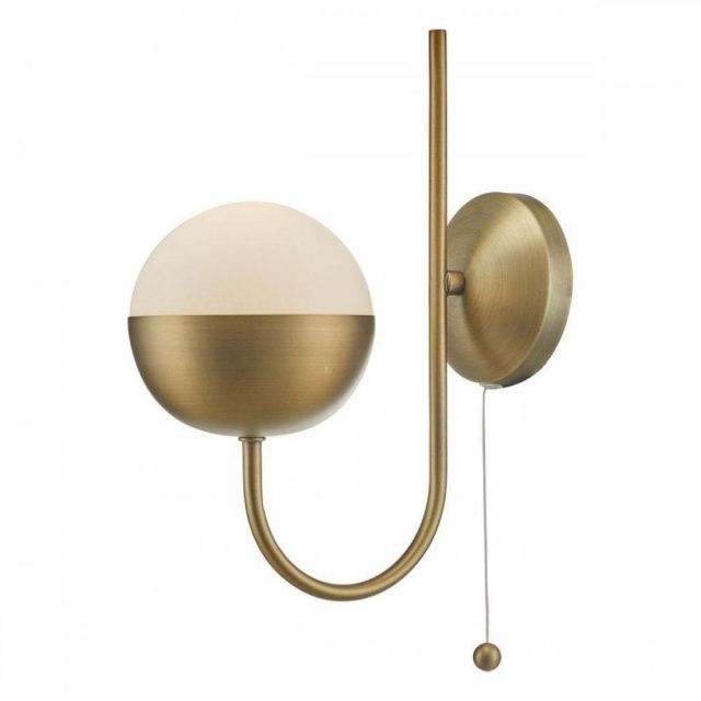 AND0742 Andre 1 Light Wall Light In Aged Brass With Opal Glass