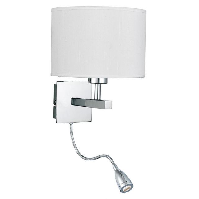 Searchlight 3550CC Chrome Switched Wall Light with a Fabric Shade