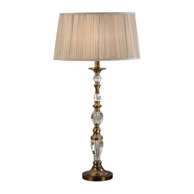 Interiors 1900 63593 Polina Antique Brass Large Table Lamp With Beige Shade In Brass - H: 670mm