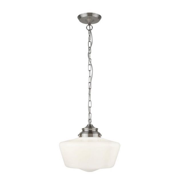 Searchlight 8071-1SS School House 1 Light Ceiling Pendant In Satin Silver