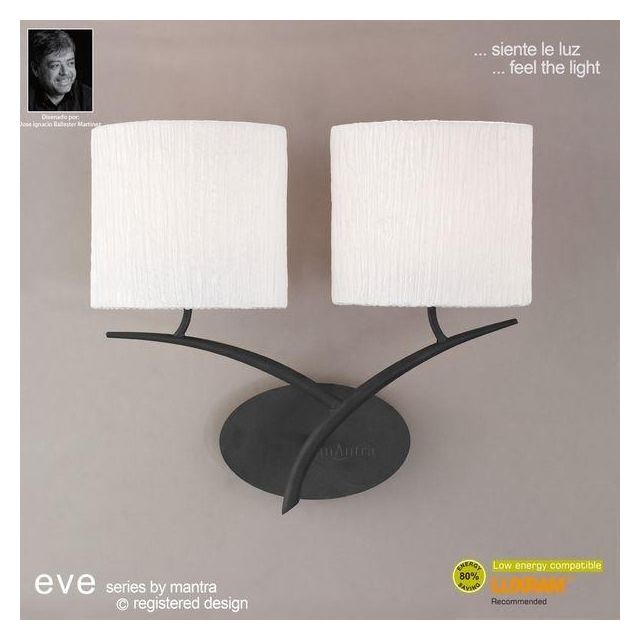 M1155 Eve 2 Light Anthracite Wall Lamp With Ivory Shades