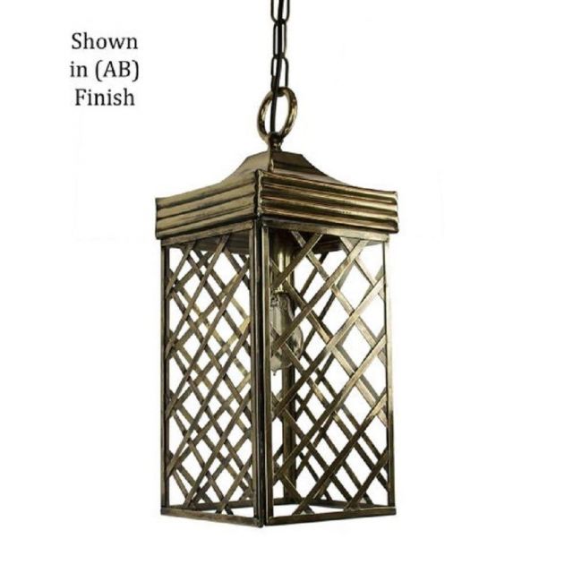 533AB Ivy Small Hanging Lantern In Antique Brass - H:460mm