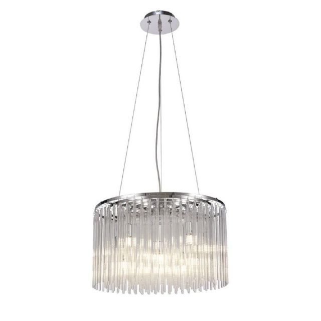 Diyas IL30018/G9 Zanthe 10 Light Round Ceiling Pendant Light In Chrome With Clear Glass