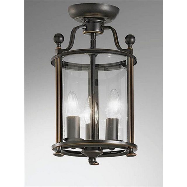 L7001/3 3 Light Antique Bronze Flush Lantern