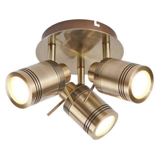 Searchlight 6603AB Samson Three Light Ceiling Spotlights In Antique Brass