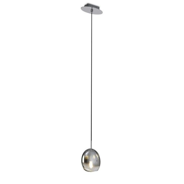 Mantra M6187 Lens 1 Light Small Pendant In Polished Chrome - Dia: 140mm