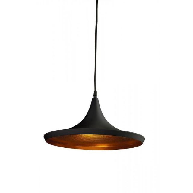 AZzardo AZ1407 Chink 1 Light Wide Brimmed Ceiling Pendant In Black And Gold