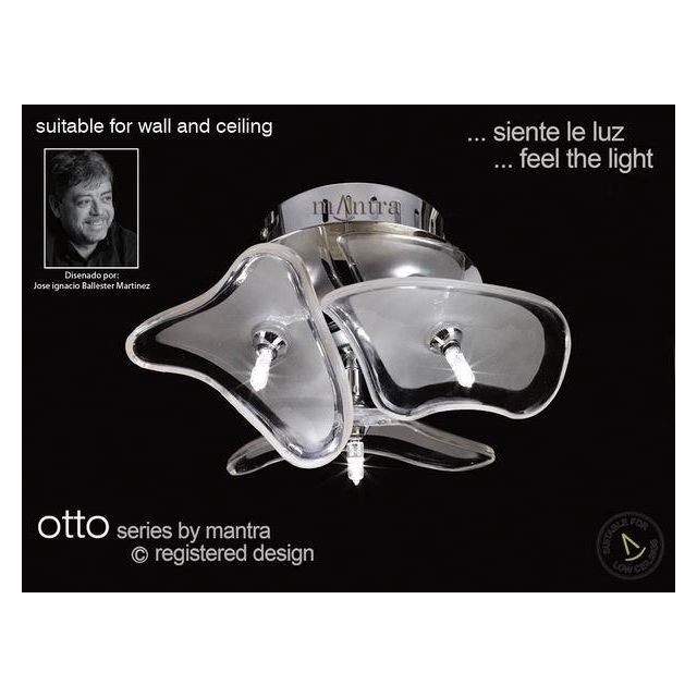 M0592 Otto 3 Light Halogen Chrome And White Flush Lamp