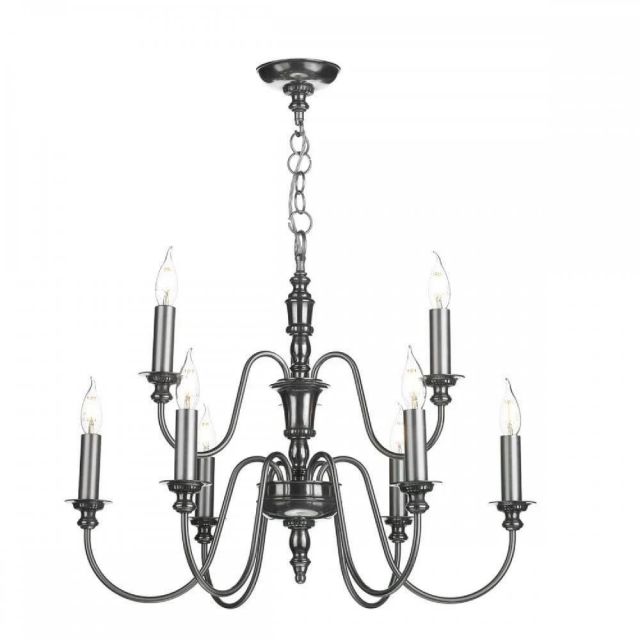 David Hunt Lighting DIC1367 Dickens 9 Light Ceiling Pendant In Pewter - Fitting Only