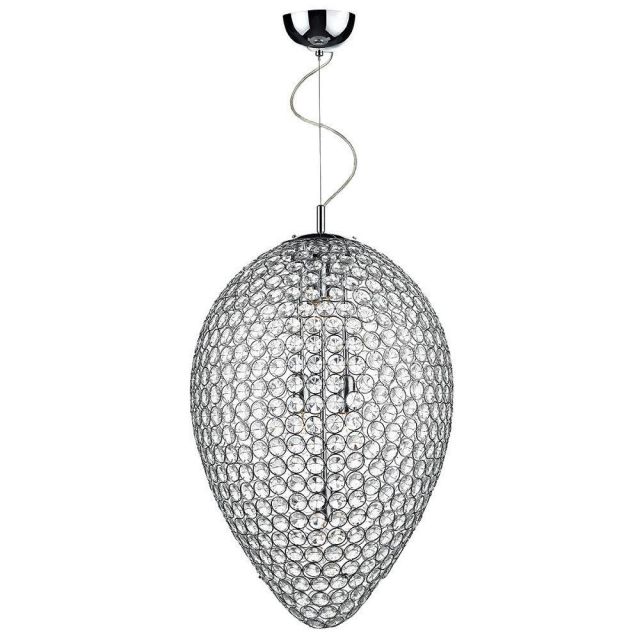 Dar FRO0550 Frost 5 Light Chrome And Crystal Pendant