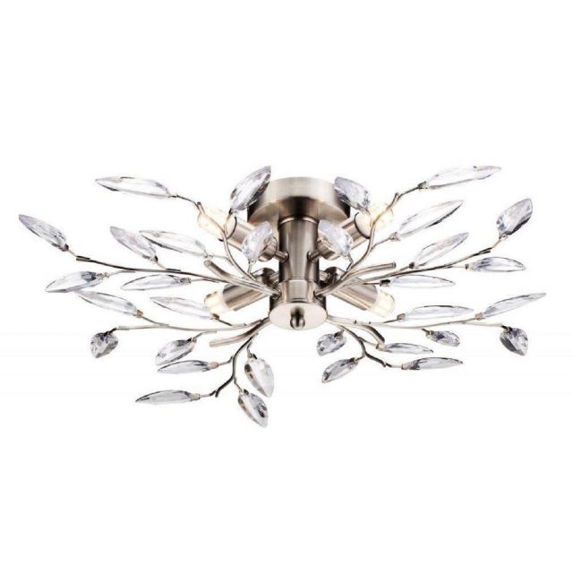 Meadow 4 Light Semi Flush Ceiling Light In Brushed Silver