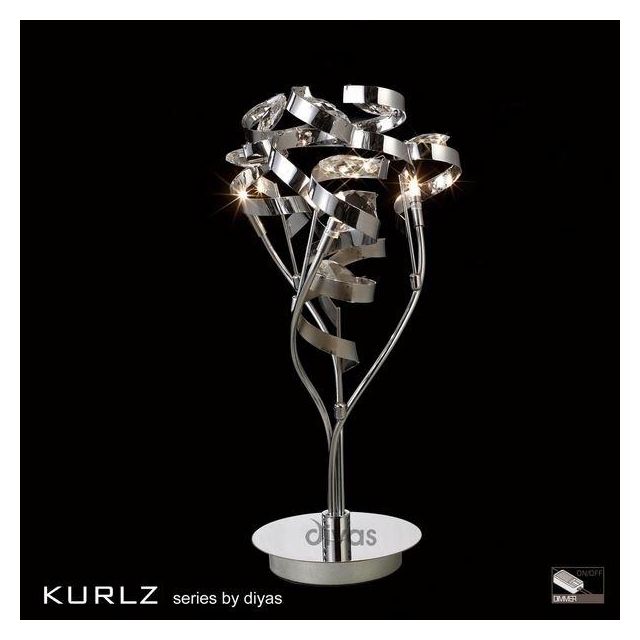 IL30185 Kurlz 3 Light Chrome And Crystal Table Lamp