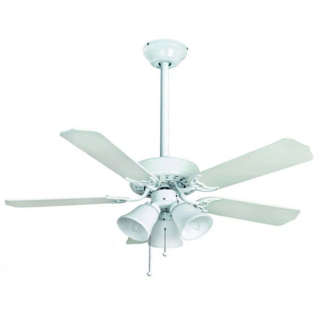 Fantasia 110477 Belaire Ceiling Fan In White And Cane With 42 Inch Blades And 3 Lights