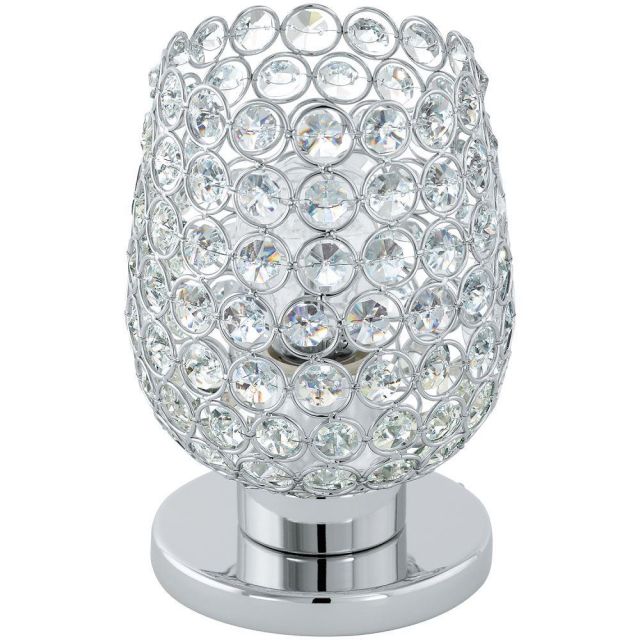 Eglo 94899 Bonares 1 One Light Table Lamp In Chrome With Crystal Glass Shade