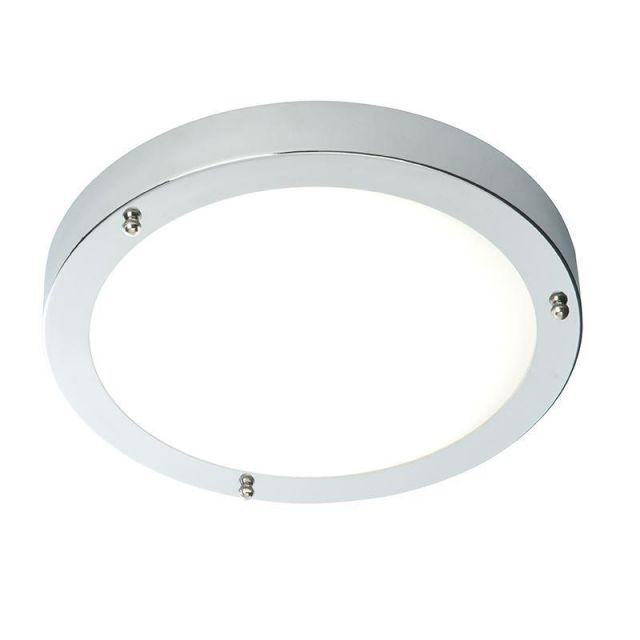 Saxby 54676 Portico LED Chrome and Frosted Glass Ceiling Flush Light IP44