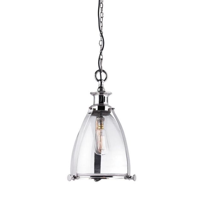 Large Nickel Ceiling Pendant Light with Clear Glass