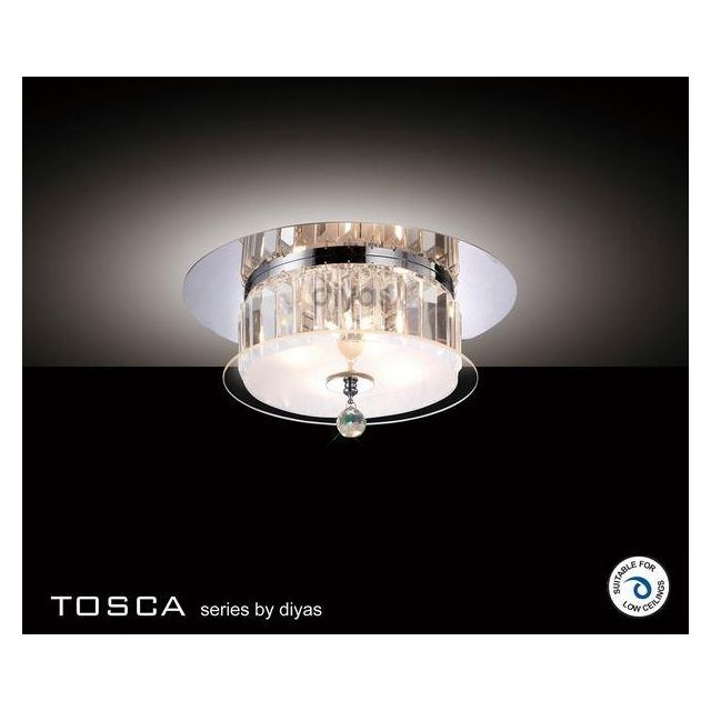 IL30241 Tosca Chrome And Crystal 4 Light Flush Ceiling Lamp