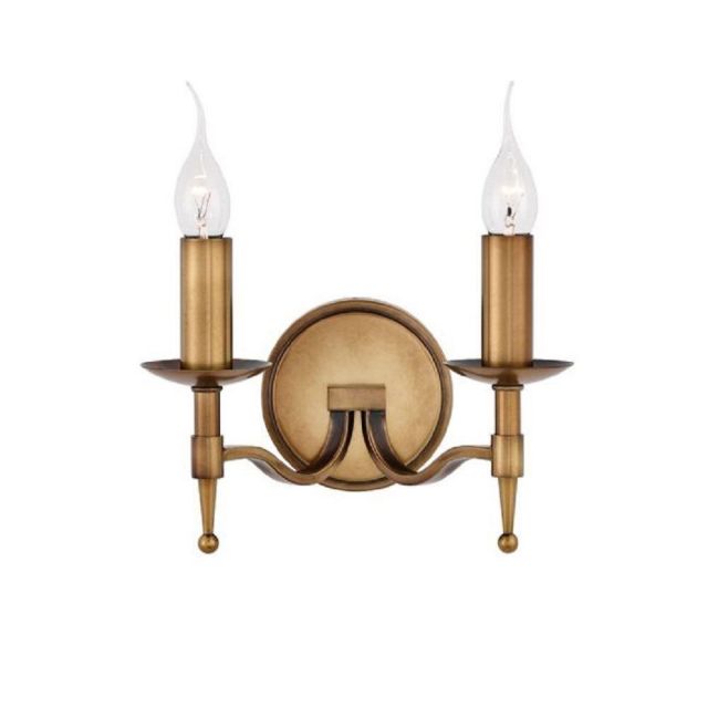 Interiors 1900 CA1W2B Stanford Brass Twin Wall Light in Brass - Fitting Only