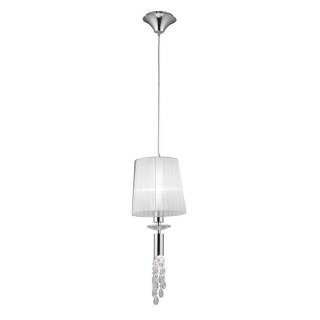 Mantra M3861 Tiffany 1+1 Light Single Pendant Light  In Chrome With White Shade