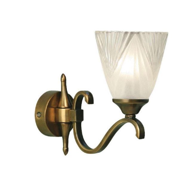 Interiors 1900 63452 Columbia 1 Light Wall Light In Brass With Deco Style Glass Shade