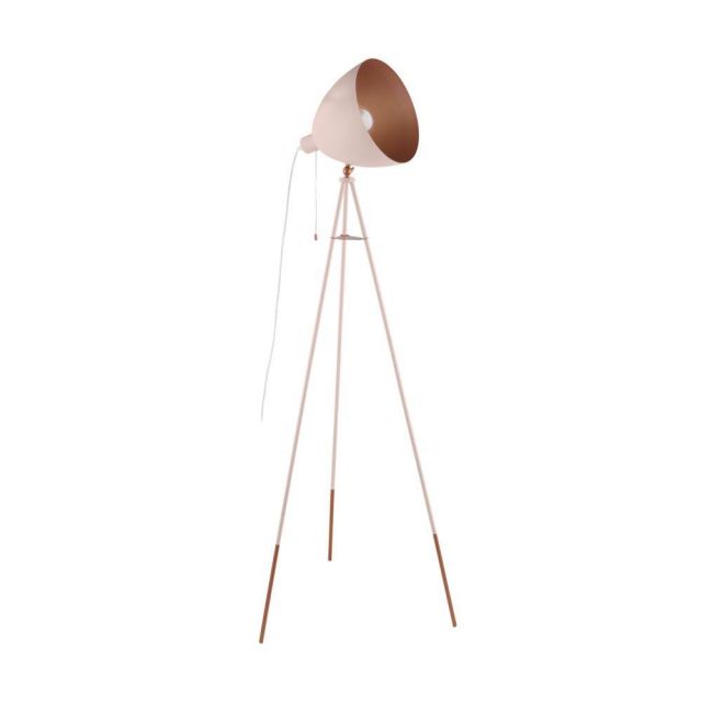 Eglo 49039 Chester-P 1 Light Floor Light In Pastel Apricot And Copper