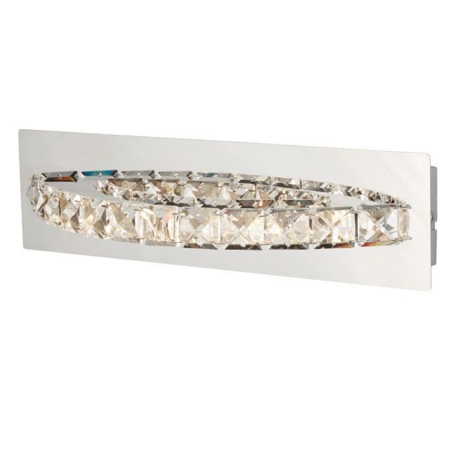 Searchlight 6002CC Clover Curved Horizontal Wall Light In Chrome And Crystal Glass