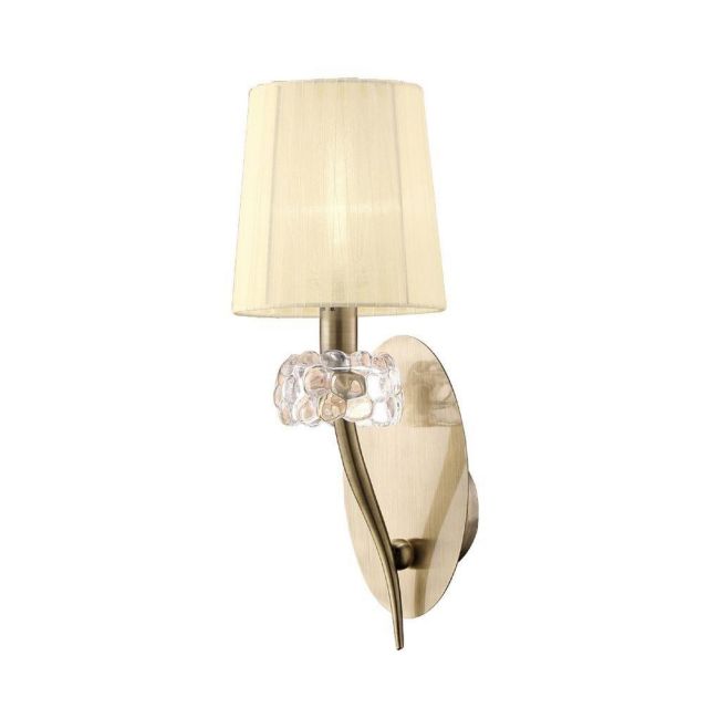Mantra M4635AB/S Loewe 1 Light Switched Wall Light With Shades In Antique Brass
