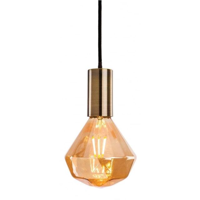 Firstlight 4934 Hudson One Light Geometric Ceiling Pendant In Antique Brass With Decorative Lamp