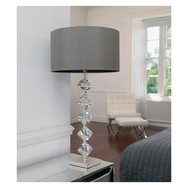 Endon VERDONE Crystal Table Lamp In Silver Plate WIth Shade