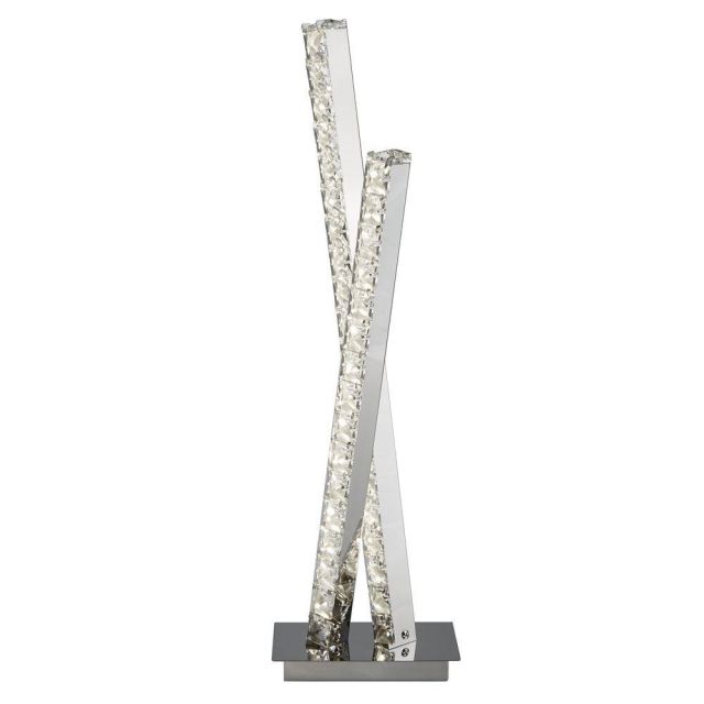 Searchlight 2111CC Clover Two Light Criss Crossed Table Lamp In Chrome And Crystal Glass