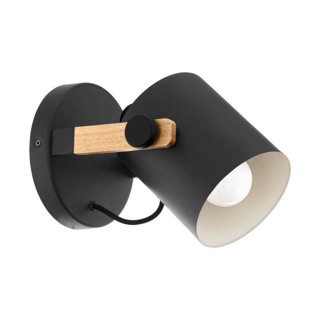 Eglo 43046 Hornwood 1 Light Wall Light In Wood, Black And Cream