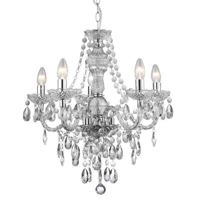 Searchlight 8885-5CL Marie Therese 5 Light Clear Acrylic Chandelier