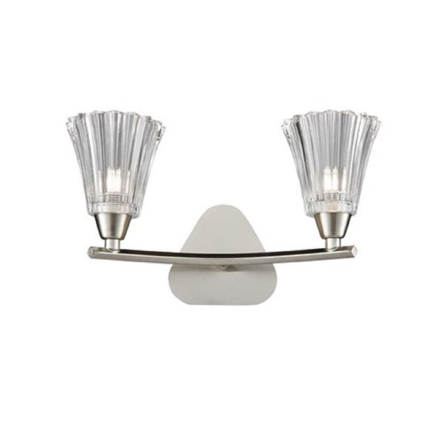 F2376-2 Two Light Wall Light In Satin Nickel With Clear Glass Shades