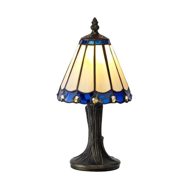 Shadow 1 Light Table Lamp With 300mm Cream, Blue, Black And Gold Shade