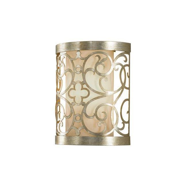 FE/ARABESQUE1 1 Light Silver Leaf Patina Wall Sconce