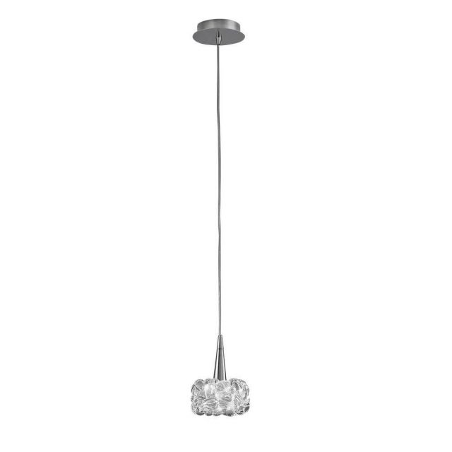 Mantra M3923 O2 1 Light Small Single Pendant Light In Chrome With Clear Glass - Dia: 140mm
