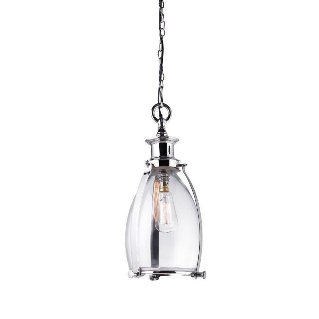 Small Nickel Ceiling Pendant Light with Clear Glass