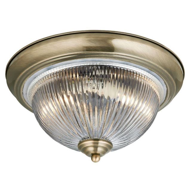 Searchlight 4370 American Diner IP44 Flush Ceiling Light Antique Brass