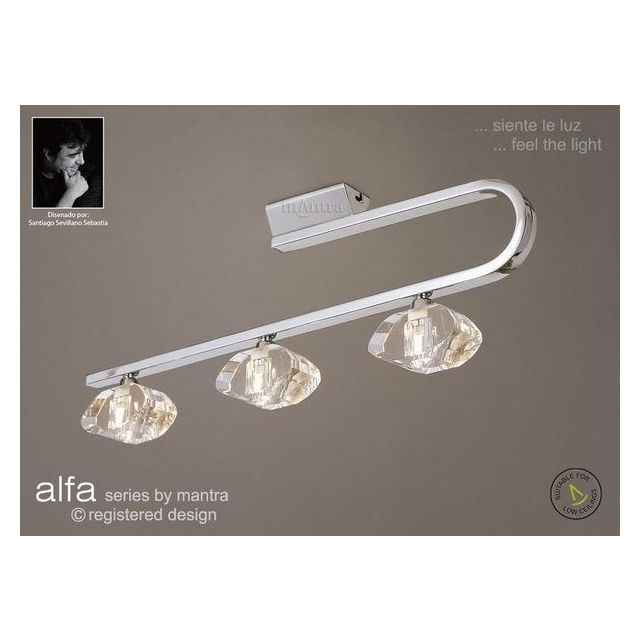 M0421PC Alfa 3 Light Polished Chrome Semi-Flush Ceiling Lamp