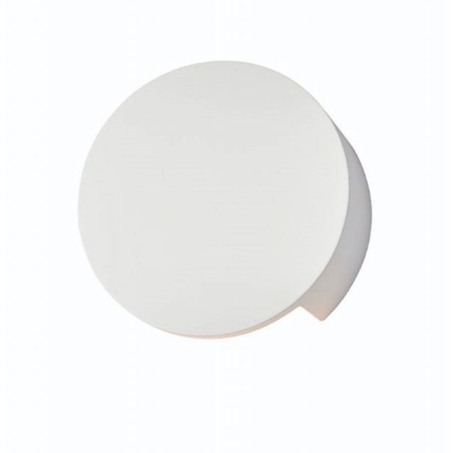 1 Light Round LED Wall Light In White Plaster - Dia: 155mm