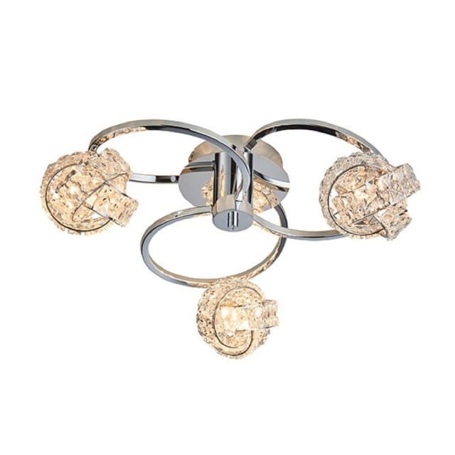 Endon 76285 Talia 3 Light Semi Flush In Chrome Plate And Clear Crystal Glass