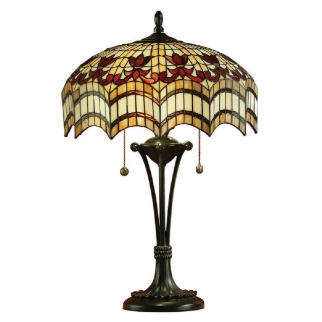 Interiors 1900 64377 Vesta Tiffany Medium 2 Light Table Lamp In Bronze With Shade
