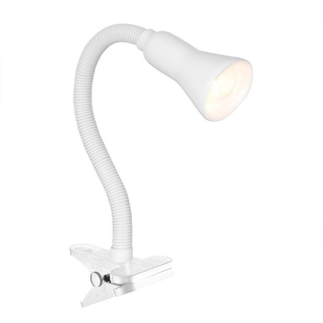 Searchlight 4122WH  White Flex Clip On Desk Lamp with Clamp