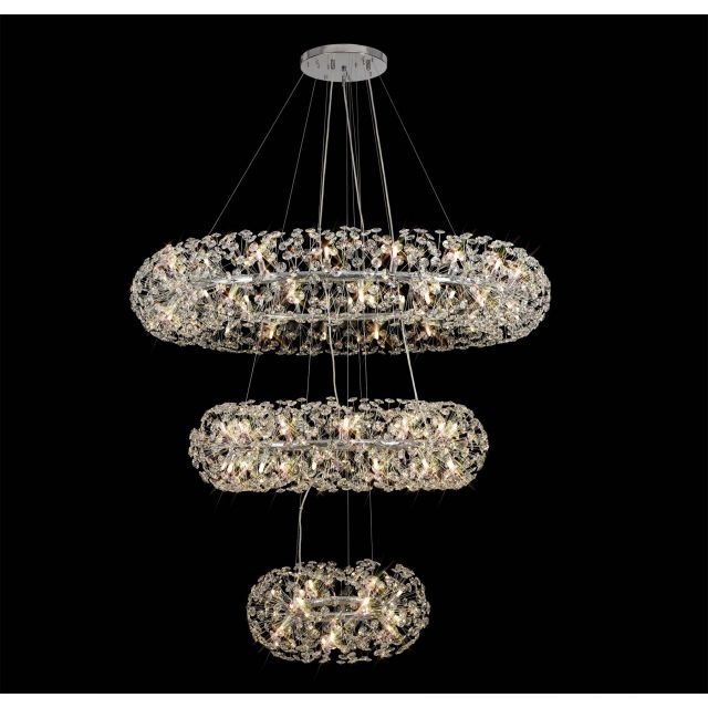 Fusion Extra Large 3 Tier Crystal Ceiling Pendant in Polished Chrome